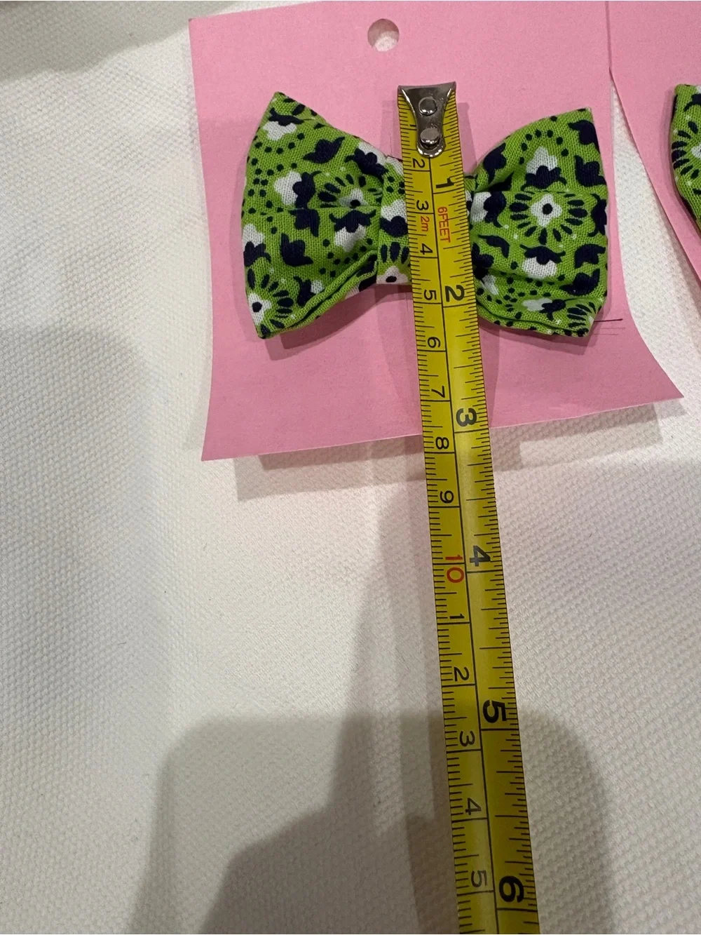 Handmade Green Floral Bow Hair Clips for Kids